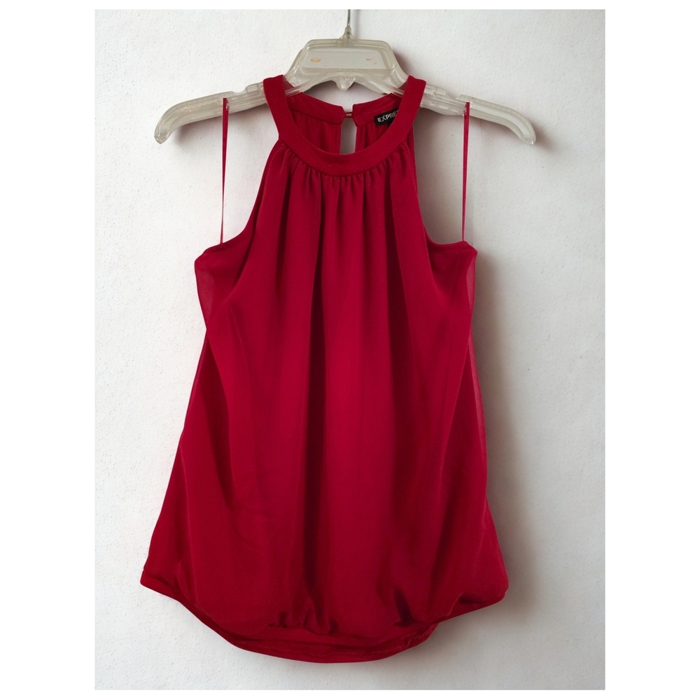 Express Vibrant Red Halter Top
